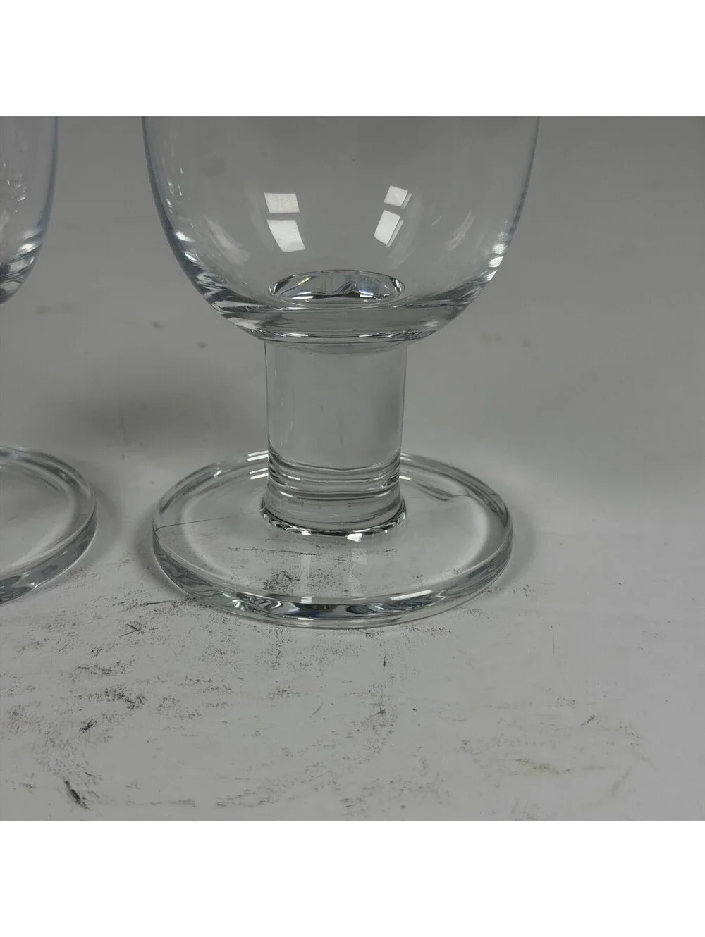 Crate & Barrel Clear Footed Glass Goblets Water Wine Glasses Set of 2 S-1